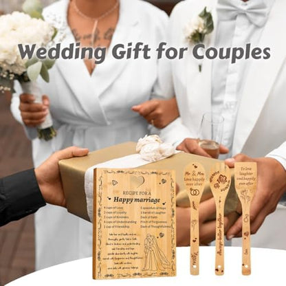 Wedding Gift Recipe for Marriage Bamboo Cutting Board Set, Engraved
