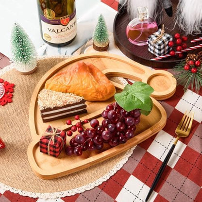AWIZOM Christmas Hat Wooden Serving Tray Christmas Bamboo Platter