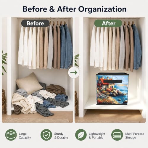 Fabric Storage Bins Closet Storage Bins - Seaside Cottage Sea Cabin 2