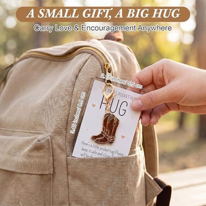 Wonderjune Cowboy 20 Sets Little Pocket Hug Bulk Gifts Cards Keychain
