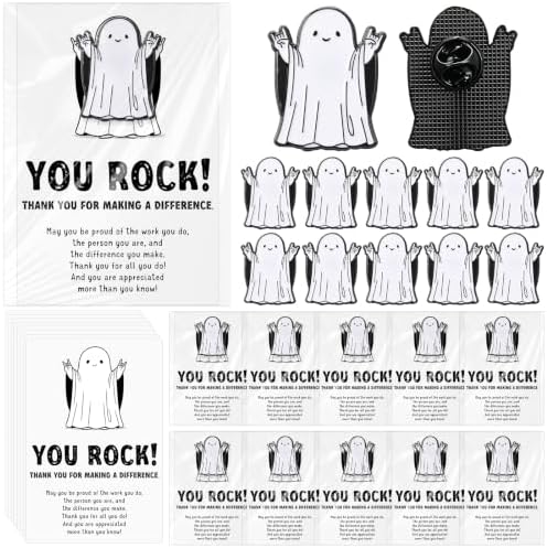 Zeyune 30 Sets You Rock Ghost Pins Halloween Bulk Gifts for Coworkers