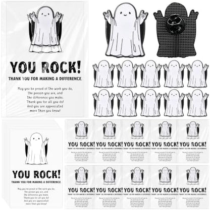 Zeyune 30 Sets You Rock Ghost Pins Halloween Bulk Gifts for Coworkers