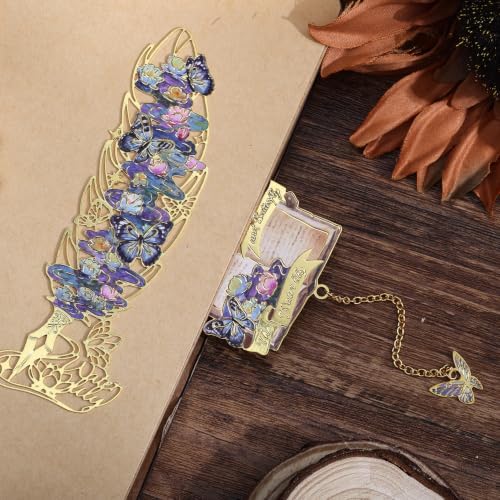 2PCS Metal Butterfly Bookmark Gift Set, Van Gogh Oil Painting Themed