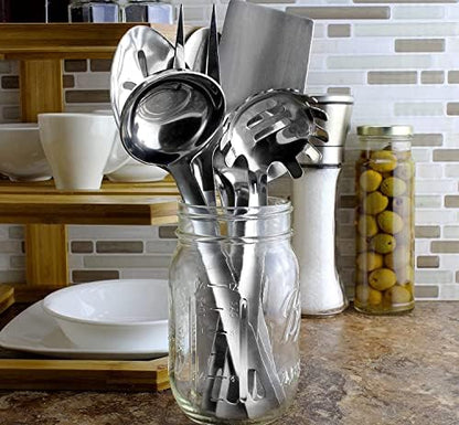 Darware Complete Serving Set (6-Piece, Silver); w/Pasta Server, Fork