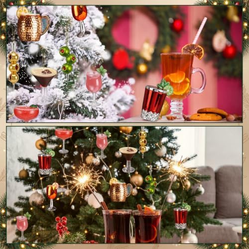 Amyhill 24 Pcs Acrylic Martini Cocktail Christmas Ornaments Hanging