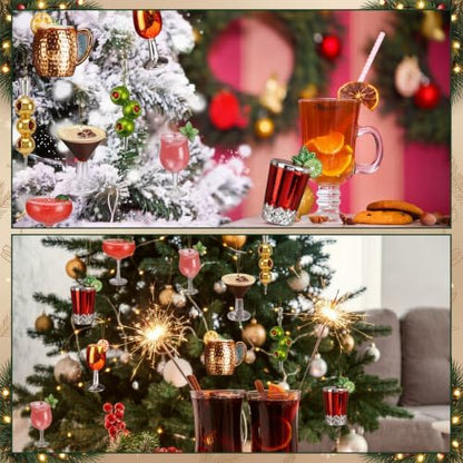 Amyhill 24 Pcs Acrylic Martini Cocktail Christmas Ornaments Hanging