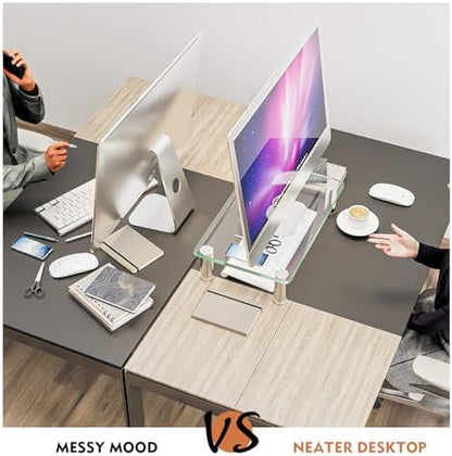 Hemudu Clear Computer Monitor Stand Riser with Height Adjustable Multi
