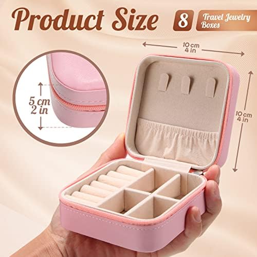 Junkin 8 Pcs Travel Jewelry Boxes, Bridesmaid Gifts for Women, 4