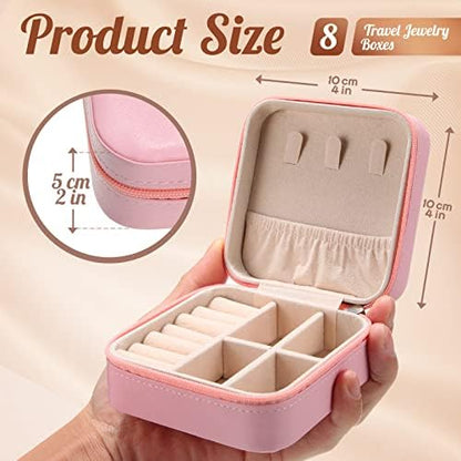 Junkin 8 Pcs Travel Jewelry Boxes, Bridesmaid Gifts for Women, 4