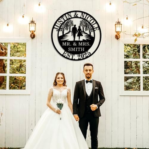Personalized Couple Metal Sign, Custom Wedding or Anniversary Sign