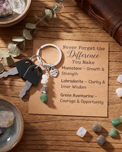 Kingdder 12 Set Appreciation Gifts Natural Crystal Thank You Keychains