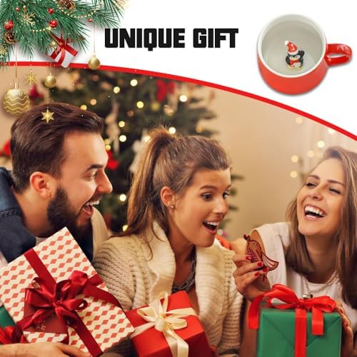 NDLBS Christmas 3D Coffee Mug with Penguin Cute Animal Inside Cup