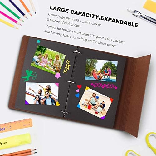 ThxMadam Leather Scrapbook Album 60 Pages Vintage Love Photo Album,11