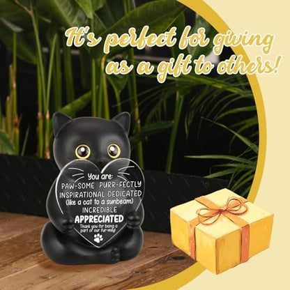 FOUGSTA Super Adorable Black Cat Resin Figurine, Appreciation Gift for