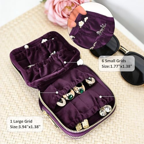 shunmei Portable Travel Jewelry Case with Smooth Double Metal
