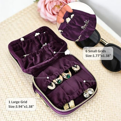 shunmei Portable Travel Jewelry Case with Smooth Double Metal