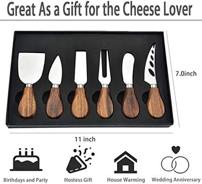 Cheese Knives Set, 6-Piece Stainless Steel Cheese Knife Collection