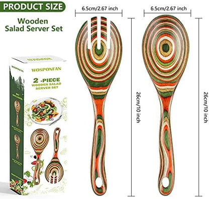 Salad Tongs, Pakkawood Wooden Spoons,Mixing Dinner Fork and Spoon
