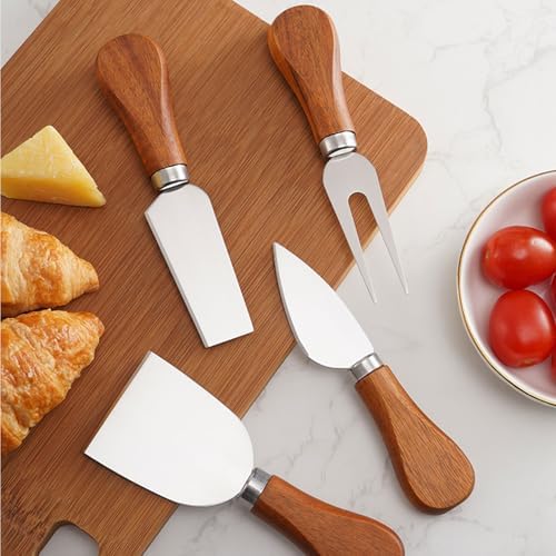 YUANQIAN Cheese Knife Set with Acacia Wood Handles - Cheese Knife