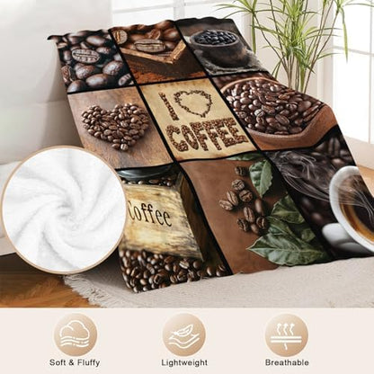 Coffee Blanket for Women Coffee Lover Gifts for Mens 50"x40"