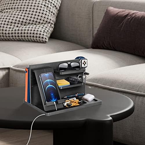 Gifts for Men Bedside Organiser Wood Phone Docking Station Dad