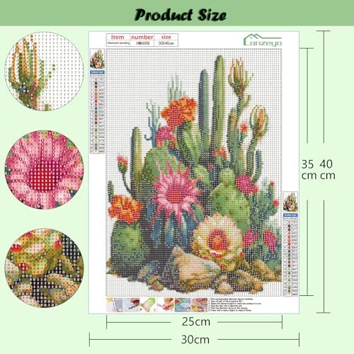 Lanzeyo Diamond Art Kits for Adults 4 Pack Succulent Diamond Painting