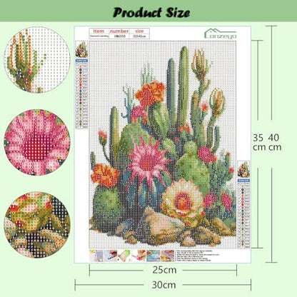 Lanzeyo Diamond Art Kits for Adults 4 Pack Succulent Diamond Painting