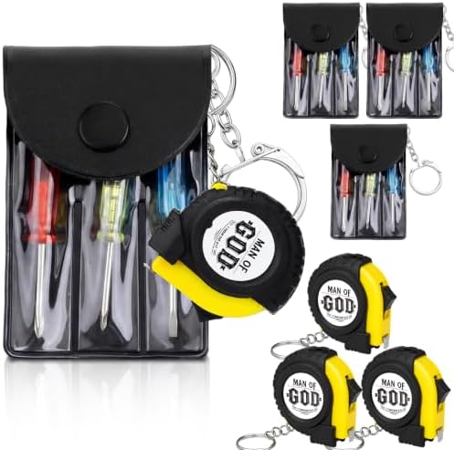 Jutom 6 Pcs Man of God Mini Tape Measure Screwdriver Keychain Set Bulk