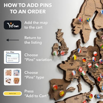 Enjoy The Wood 3D Wooden World Map Wall Art (Photo Frames, Pins)