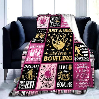 Bowling Blanket Throw Gifts for Women Men Sport Stuff Blankets Bedding