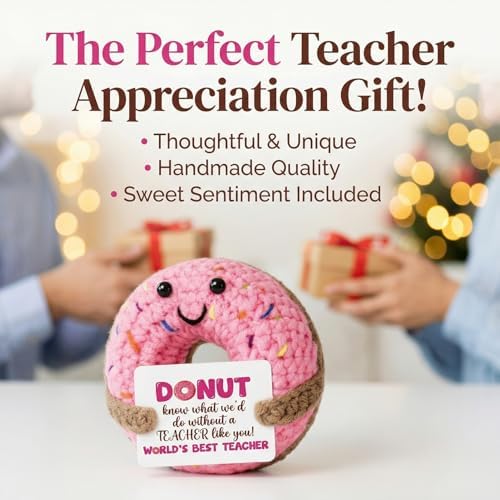 Crochet Donut Gift for Teacher, Inspirational Thank You Present with