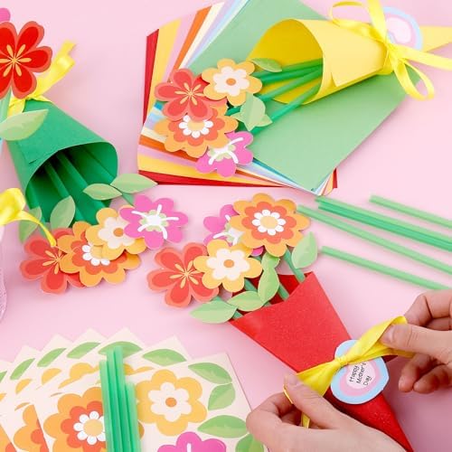 FULAIERGD 32 Set Mother's Day Flower Bouquet Paper Craft Kit-Mother's