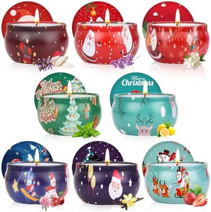 Christmas Candle Set, 8 Pack Christmas Scented Candles Gift Set, Bulk