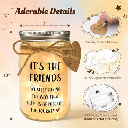 Friendship Gifts for Women - Thank You Mason Jar Night Light for