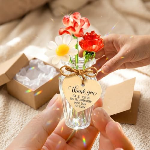 Gossby Thank You Gifts for Women - Mini Glass Flower Bouquet