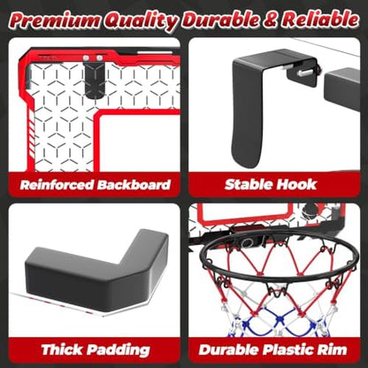 EagleStone Indoor Mini Basketball Hoop, Over The Door, 3 Balls, Steel