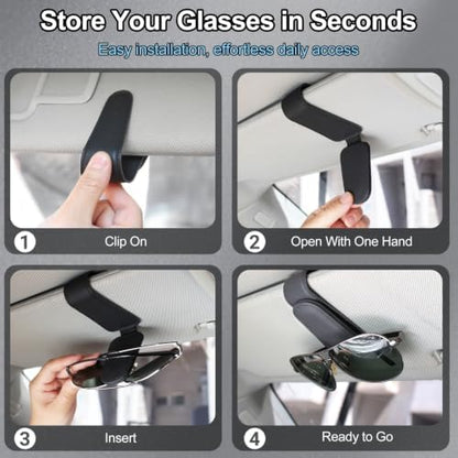 Magnetic Leather Sunglass Holder for Car, Eyeglasses Clip for