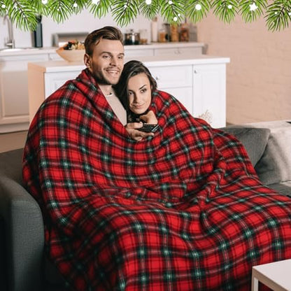 Buryeah 15 Pcs Winter Tartan Plaid Throw Blankets Bulk 60 x 50 Inch