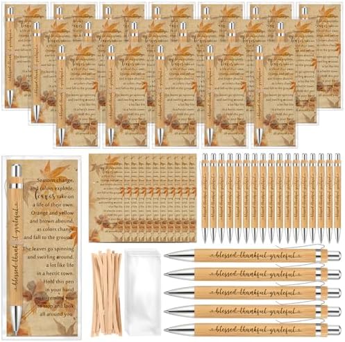 Epakh 50 Sets Thanksgiving Gifts Bulk, Fall Pens with Cards, Retro