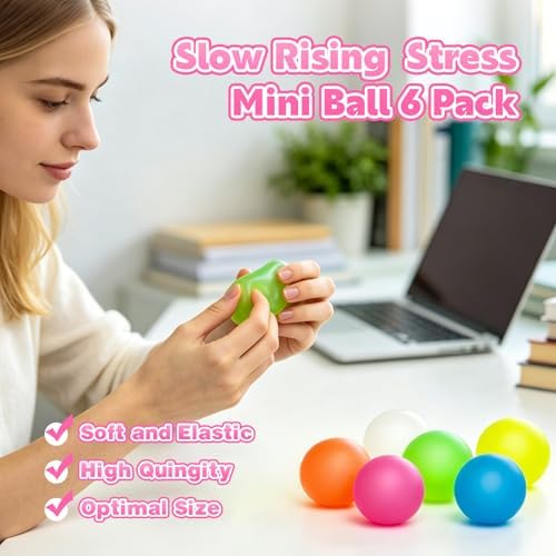 6 Pack Stress Balls Set,Stretchy Fidget Toys for Anxiety Relief,Hand