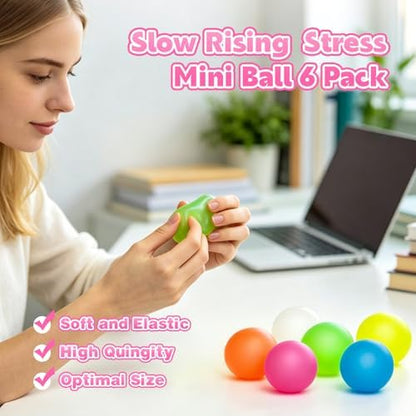 6 Pack Stress Balls Set,Stretchy Fidget Toys for Anxiety Relief,Hand