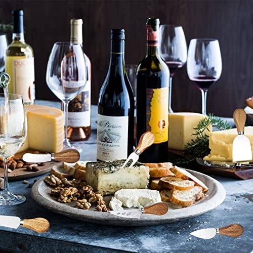 6-Piece Cheese Knife Set - Acacia Wood Handle Stainless Steel Cheese