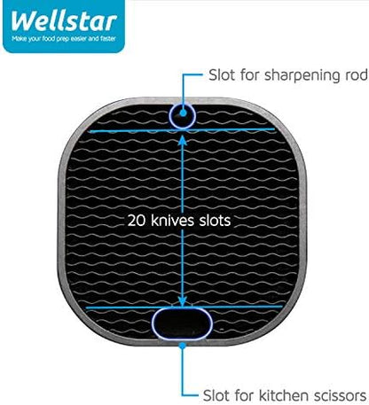 Universal Knife Block for Kitchen, WELLSTAR Knife Holder without