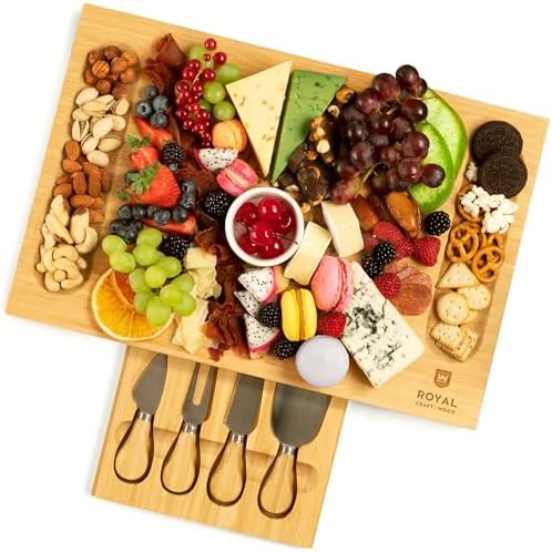 ROYAL CRAFT WOOD Premium Bamboo Charcuterie Board Set - Cheese Platter