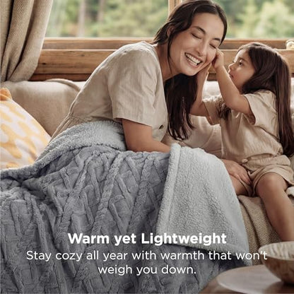 Bedsure Sherpa Fleece Blanket, Cable Jacquard Tufted, Warm, Throw