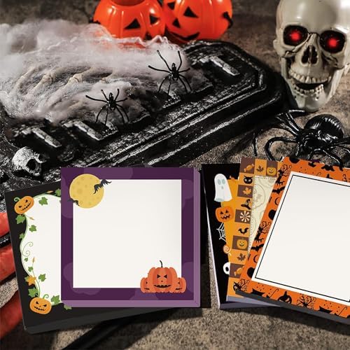 9 Pads Halloween Sticky Notes 50 Sheets Each Spider Pumpkin Bat