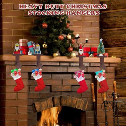 4 PCS Christmas Stocking Holders, Snowflake Stocking Holders for