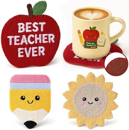 Slohif Cute Woven Drink Coasters Funny Gifts for Home Desk Coffee