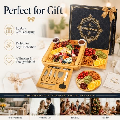 Charcuterie Boards Gift Set, Cheese Board Knife Set, Entertaining