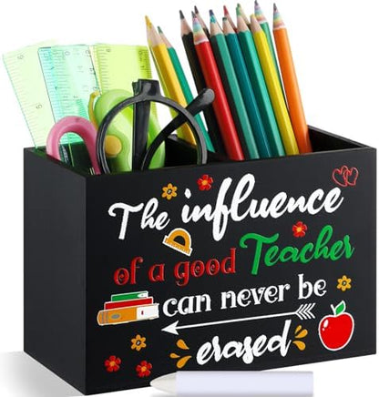 Resurhang Teacher Gift Wood Pencil Holder Desk Organizer for Office